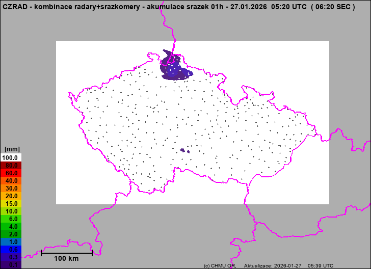 Srážky na území ČR - Kombinace radarového odhadu a pozemních srážkoměrů