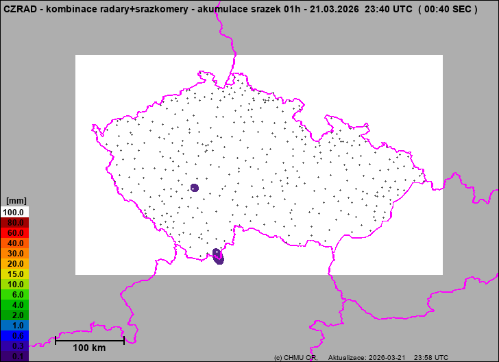 Srážky na území ČR - Kombinace radarového odhadu a pozemních srážkoměrů