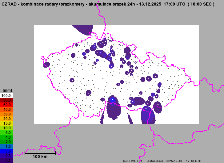 Srážky na území ČR - Kombinace radarového odhadu a pozemních srážkoměrů