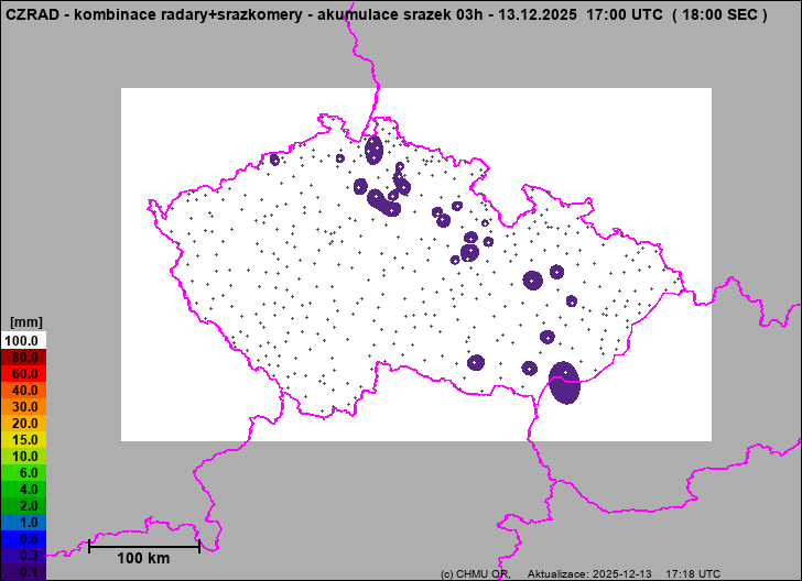 Srážky na území ČR - Kombinace radarového odhadu a pozemních srážkoměrů