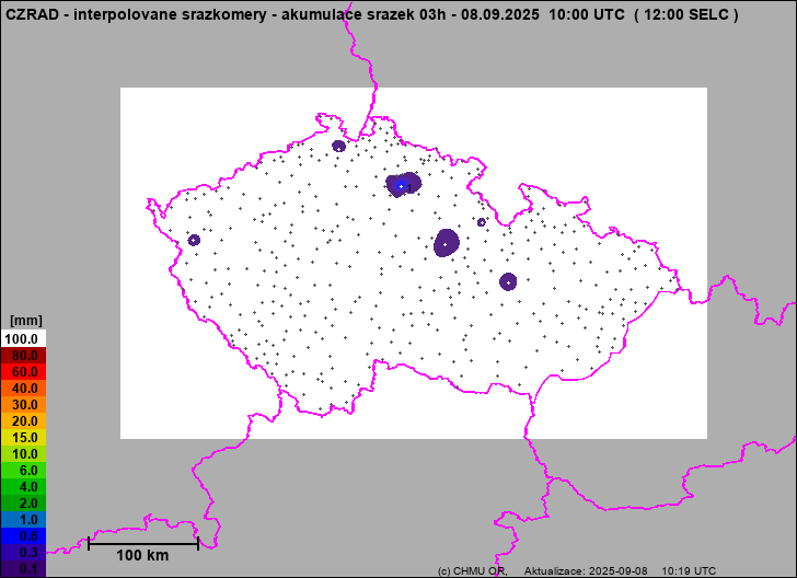 Srážky na území ČR - Pouze pozemní srážkoměry